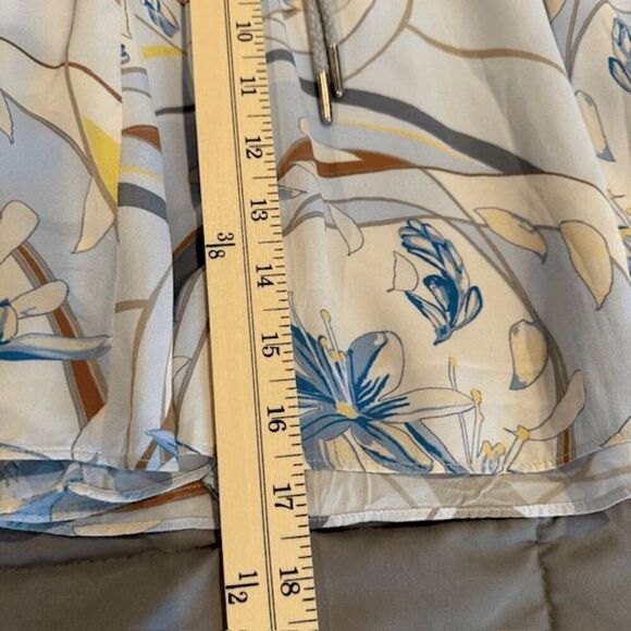 Reiss Yasmine Swirl Print Mini Skirt in Blue / Gray Drawstring Waist Size 10 - Picture 12 of 13